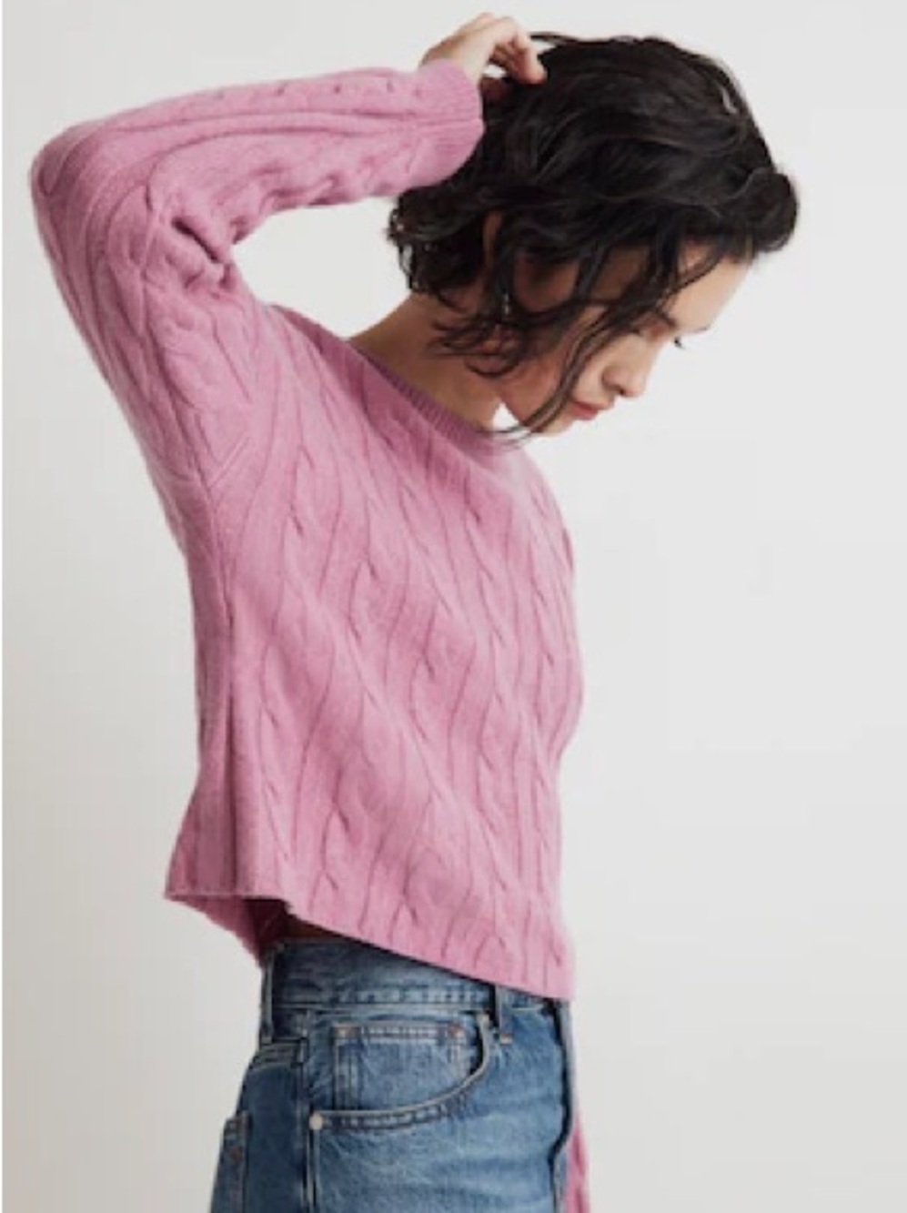 MADEWELL RESOURCED CASHMERE CROP SWEATER IN PETUNIA